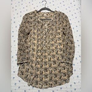 Women's Lucky Brand Floral Print Women's Top Sheer Blouse Size Medium